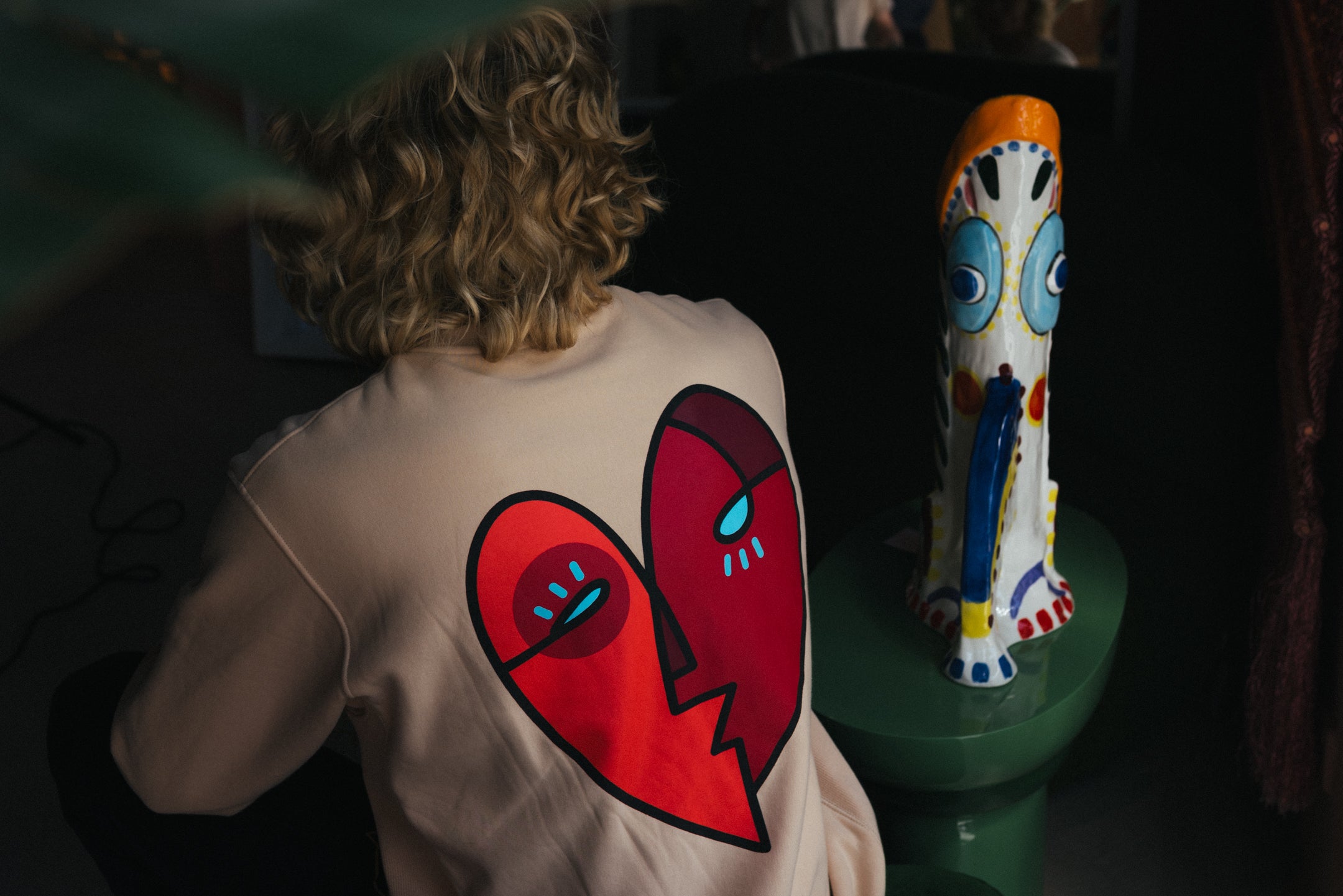 Camoscio maglione a cuore