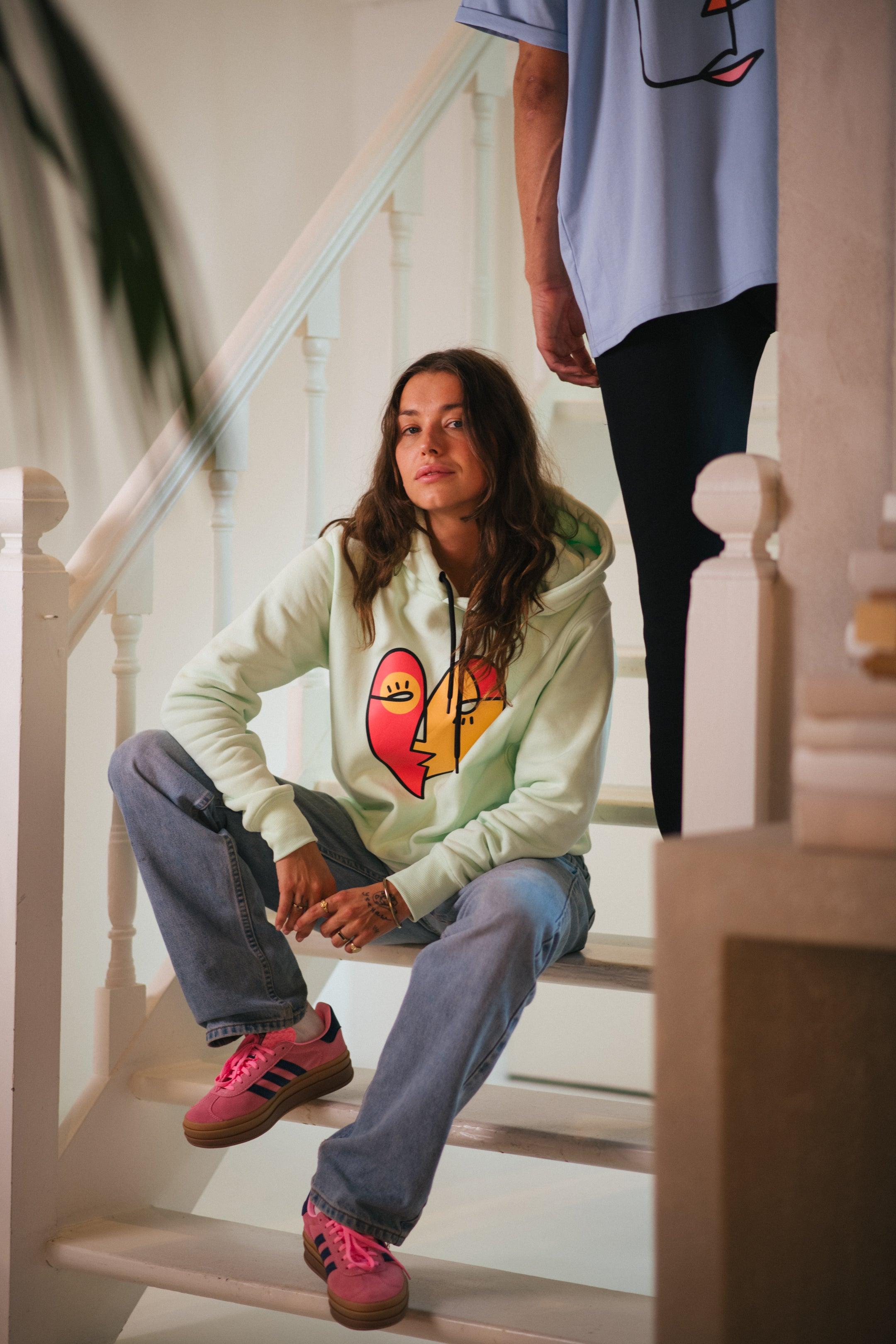 Sweat à capuche Coeur Vert Menthe