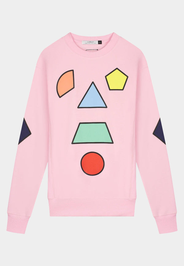 Suéter de deleite geométrico rosado